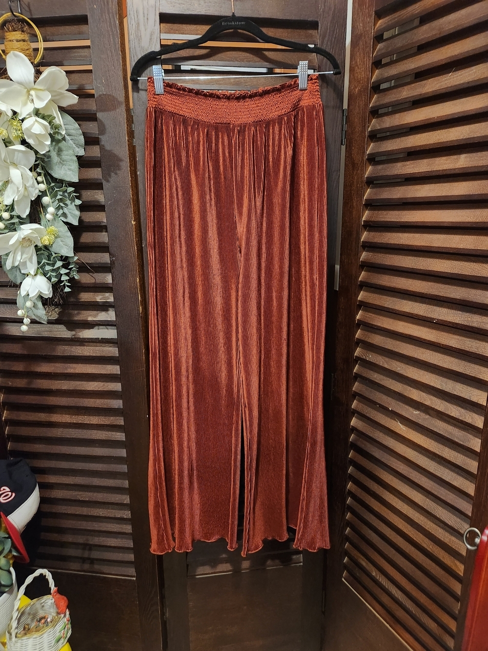 Urban Outfitters Rust Velvet Wide Leg Pants